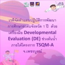 เวทีจัดทำแผนปฏิบัติการพัฒนาการศึกษาระดับจังหวัด 1 ปี ด้วยเครื่องมือ Developmental Evaluation (DE) ช่วงต้นน้ำ ภายใต้โครงการ TSQM-A จ.เพชรบูรณ์ 